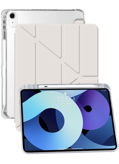 Buy Case for iPad Air 5/4 (2022/2020 5th/4th Generation 10.9-Inch) with Pencil Holder, Clear Transparent Back Shell Slim Stand Shockproof Tablet Cover Auto Wake/Sleep in UAE