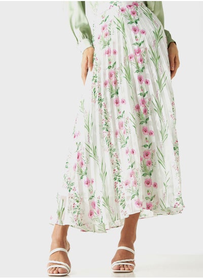 اشتري Floral Print Pleated Skirt في السعودية