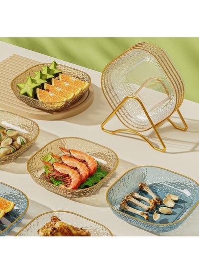 Buy 6PCs and base high-end transparent plates, bone spitting plates, dining table bone plates, food grade plastic plates, fruit plates, vegetable plates, snack plates in UAE