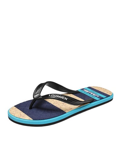 اشتري Men's Summer New  Casual Slippers Beach Flip-flops Blue في السعودية