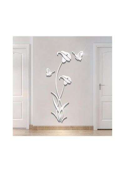 Buy 3D Mirror Flower Wall Sticker DIY Acrylic Setting Glass Decal for Living Room Bedroom TV Porch Restaurant in UAE