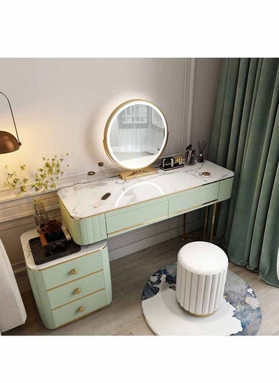 Buy Makeup Vanity Table Dressing Table Flip Mirror With Drawers And Chair 100 CM in UAE