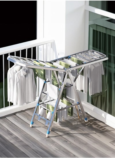 Buy Stainless Steel Clothes Hanger Folding Floor Indoor Balcony Drying Rack in UAE