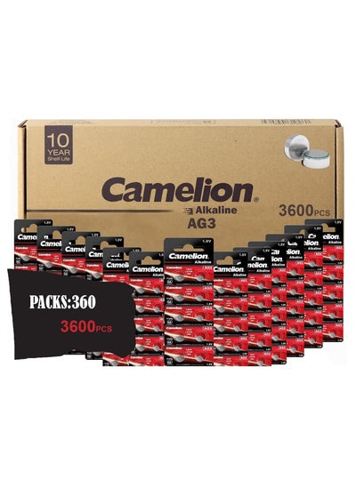 اشتري Camelion AG3/LR41/LR736/392, Alkaline Button Cell Batteries Pack of 10 360 Packs في مصر