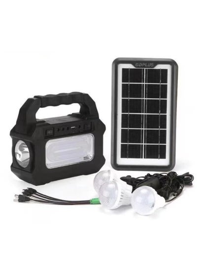 Buy GDPLUS High Quality Portable Power Station Solar Energy Kit With 3 Bulbs Battery And Solar System With Torch And Cob Light For Outdoor Camping Home And Outdoor Use in UAE