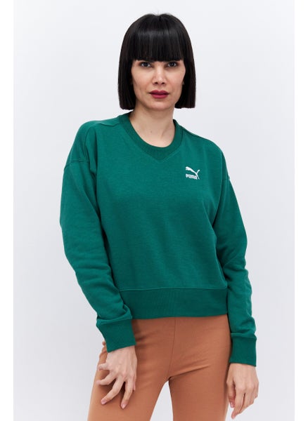 Buy Women Relaxed Fit Long Sleeve Outdoor Sweatshirt, Green in UAE