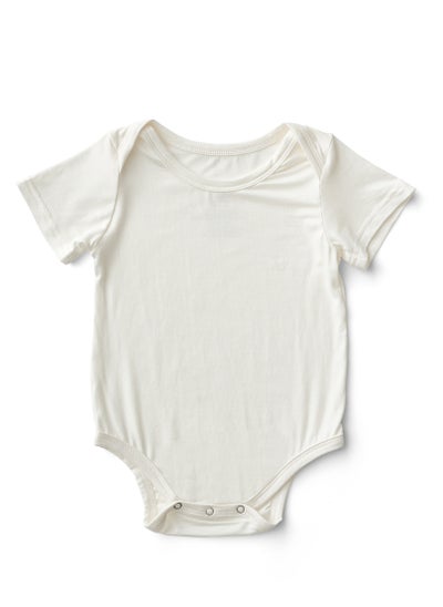 Buy Organic Bamboo Spandex Bodysuit- White 3 to 6 months in UAE