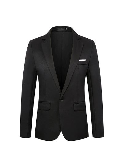 اشتري Mens Suit Jacket Business Casual Professional Formal Suit Flip Slim Wedding Dress One Piece Suit Jacket for MenBlack Black في الامارات