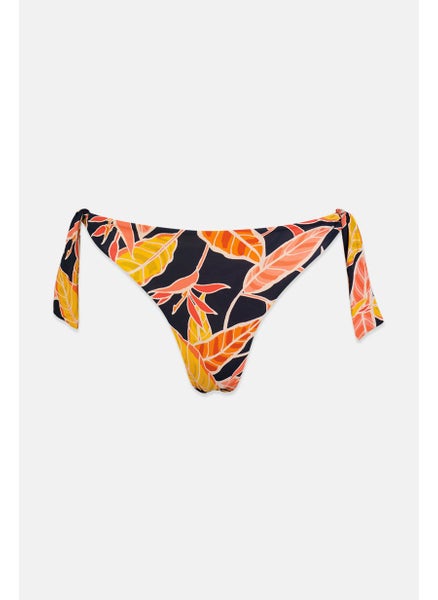 Buy Women Tie Closure Printed Reversible Bikini Bottom, Red and Orange Combo in Saudi Arabia