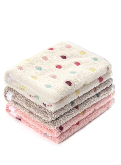Buy 3 Blankets Super Soft and Fluffy Quality Wool Pet Blanket Facecloth Blanket for Dogs Puppies Cats Sleeping Blanket (3 Colors, 76x52cm) in UAE