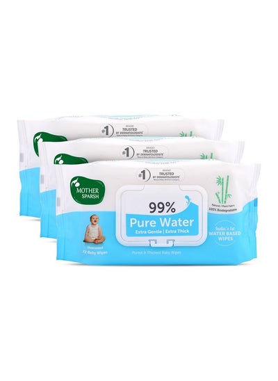 Buy 99% Pure Water (Unscented) Baby Wipes I Natural Plant Made Cloth - Super Thick I 72 Pcs/Pack - Pack Of 3 in Saudi Arabia