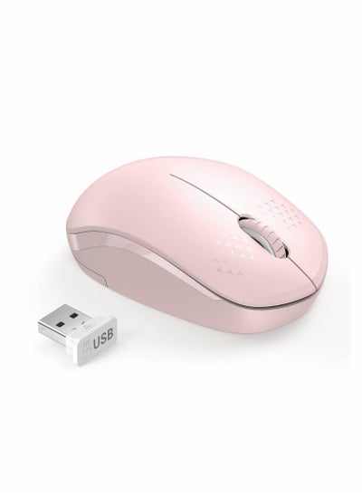 Buy Wireless Mouse, 2.4G Noiseless Mouse with USB Receiver - Portable Computer Mice for PC, Tablet, Laptop, Notebook with Windows System - Pink in UAE