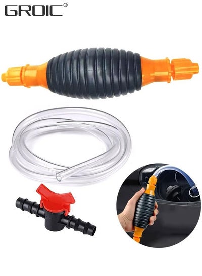 اشتري 3M Siphon Pump, Water & Fuel Transfer Pump Siphon, Enlarged Caliber Siphon Fuel Hand Pump for Gasoline, Oil, Diesel & Water with Hoses, Pinch Clips, Hose Retainer في السعودية