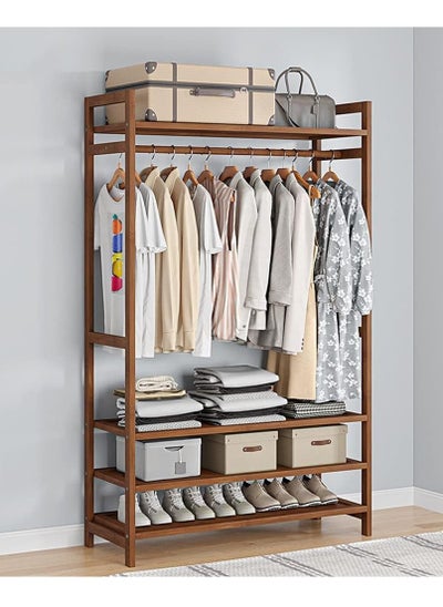 Buy Bedroom solid wood wardrobe economical shelf room hanger floor storage hat shelf clothes storage in UAE