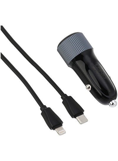 Buy Ldnio C510Q Universal Car Charger With USB C Lightning Cable 12 Volt - Black in Egypt