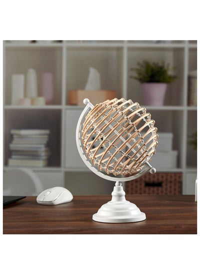 اشتري Abriz Globe Table Deco Metal & Bamboo Figurines Modern Sculptures Tabletop Decor For Home Office Living Room L 19 x W 17 x H 27 cm Grey في الامارات