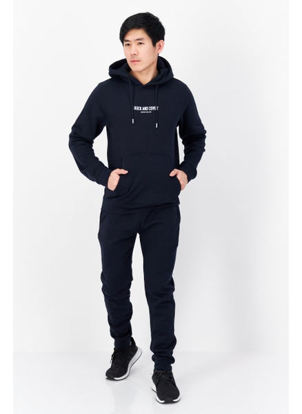 Buy Men 2 Pieces Hooded And Sweatpants Set, Navy Blue in UAE