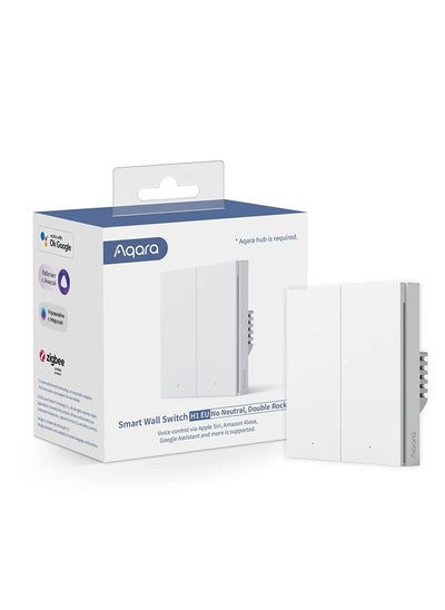 Buy AQARA H1 Smart Wall Switch (No Neutral, Double Rocker) Zigbee 3.0, Compatible with Apple HomeKit-White in UAE