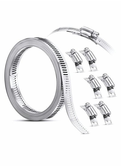 Buy 8 Feet Hoses Clamps, Fasteners, Clamps Worm, Worm Clamps Stainless Steel, Large Hose Clamp Worm Drive Hose Clamps Adjustable Pipe Hose Clamp for Intercooler, Pipe, Tube and Fuel Line in UAE