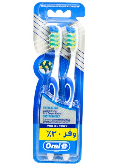 Buy Oral-B Pro-Expert Extra Clean, Medium Manual Toothbrush With Angled Bristles, 2 Count in Egypt