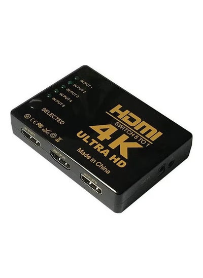 اشتري علبة سويتش HDMI فاصل صغير بعدد 5 منافذ، للفيديو بدقة 4K، مع جهاز تحكم عن بعد يعمل بالأشعة تحت الحمراء. أسود في مصر