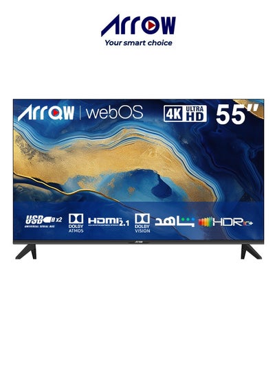 اشتري 55 Inch 4K Smart LED TV, webOS 2.0, UHD 3840x2160 Resolution, 16:9 Aspect Ratio, 1.5GB RAM, 8GB ROM, Dolby Atmos, DTS Premium Sound, Bluetooth Audio, HDR10+, 3 HDMI & 2 USB Ports, Hand-Free Voice Control, WiFi | Model Name: RO-55LPW في السعودية