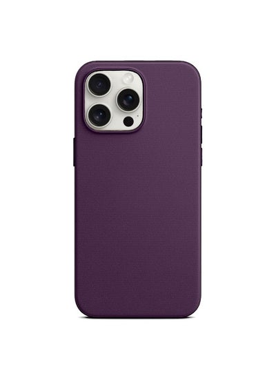 Buy Protective case for iPhone 14 Pro Max, made of fine leather and high quality, dark purple color in Saudi Arabia