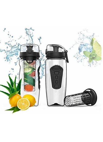 Buy Fruit Infuser Juice Shaker Water Bottle Safe Healthy Eco-Friendly Travel Camping Lemon Water Bottle 1000ml in UAE