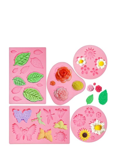 Buy SYOSI Fondant Silicone Molds Set Mini Butterfly Flower Leaves Rose Silicone Molds for Cake Decorating Making Chocolate Polymer Clay Epoxy Casting Crafting Cake Decoration DIY Sugar Crafts 5 Pack in Saudi Arabia