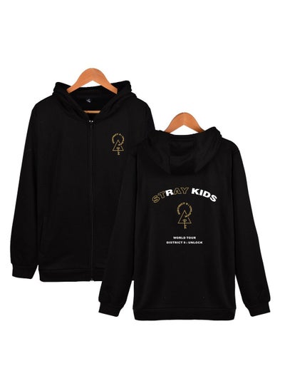 Buy Stray Kids Long Sleeve Thin Hoodie Casual Zipper Hoodie Black in Saudi Arabia