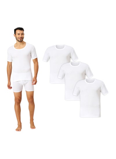 اشتري AMPM MEN'S ROUND NECK COTTON UNDERSHIRT (PACK OF 3) - WHITE في الامارات