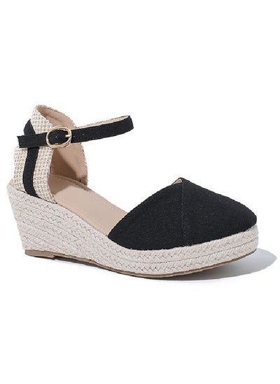 Buy Women's Closed Toe Platform Sandals Summer Buckle Ankle Strap Espadrilles Wedge Sandals in Saudi Arabia