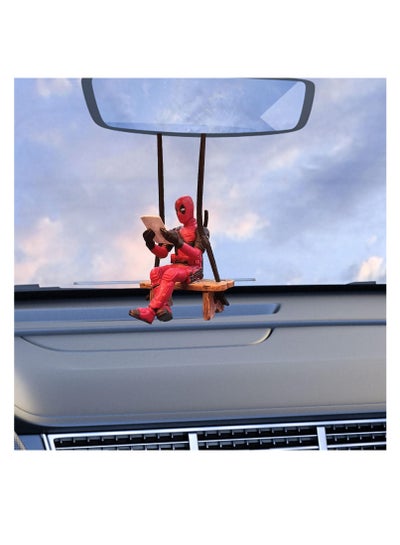 Buy Funny Anime Car mirror hanging accessories Car Pendant Reading Deadpool Ornaments Auto Rearview Mirror Decoration Car Accessories Christmas Gifts Car Interior Decor in Saudi Arabia
