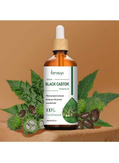 اشتري Organic Black Castor Oil, 100% Pure, Cold Pressed, Hexane Free, Stimulates Eyelash, Eyebrow and Hair Growth, Skin Moisturizer and Degreaser - 100ml في السعودية