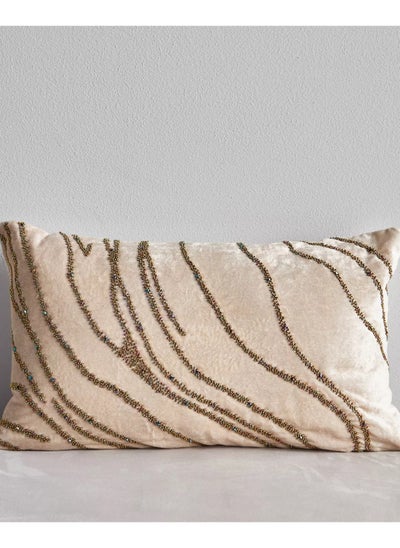 اشتري Sama Glorious Print Beaded Filled Cushion 30x50 cm في السعودية