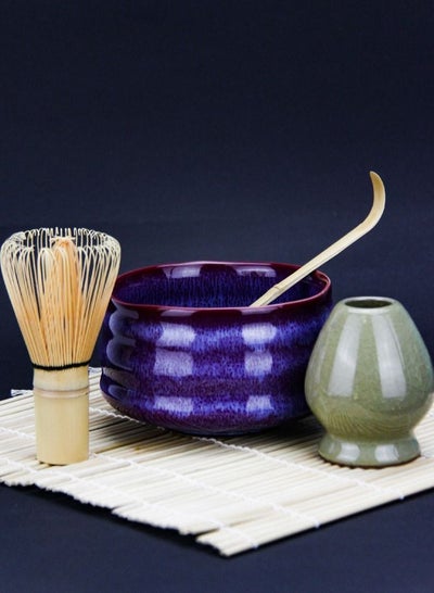 Buy Traditional Handcurled Matcha Set Whisk bowl Matcha Whisk Whisk Holder Bamboo Spoon Utensil Natural in UAE