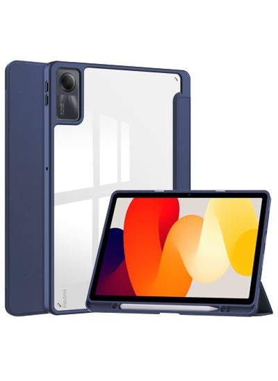 Buy Tablet Case for Xiaomi Redmi Pad SE 11 inch Clear Transparent Hard PC Back Protective Tri-Fold Stand Slim Tablet Cover with Pencil Holder Auto Wake/Sleep in Saudi Arabia