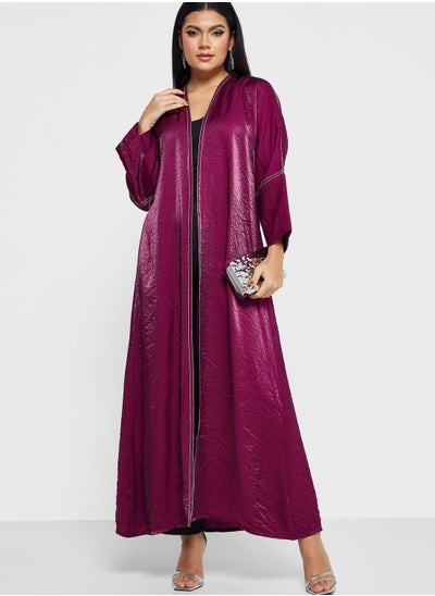 Buy Contrast Trim Detail Abaya With Sheila in Saudi Arabia