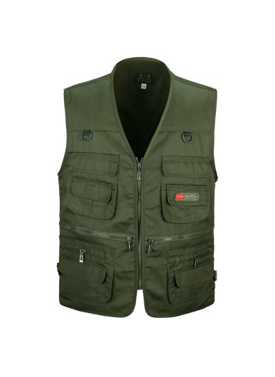 Buy Multi-Pocket Outdoor Fishing Vest for Men Army Green in UAE