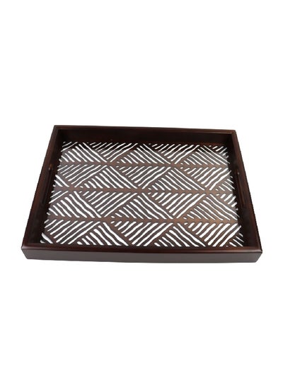 Buy Rectangle Shape Wooden Serving Tray Black and White 38 x 28 x 4 cm 220563B-L in Saudi Arabia