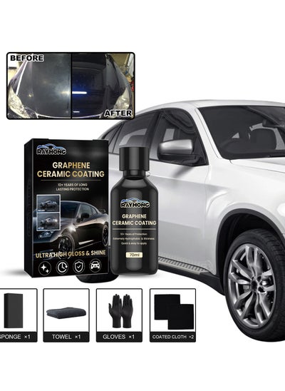 Buy Graphene Ceramic Coating with Sponge*1,Twoel*1,Gloves*2,Coated cloth*2 in Saudi Arabia