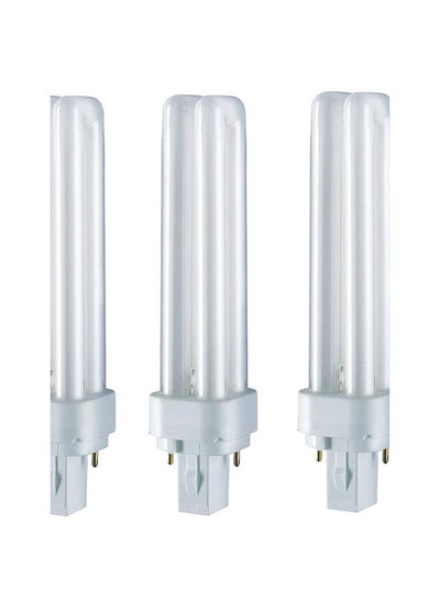 Buy 3-Piece Dulux D Home Decorative Fluorescent Lamp 2 PIN 18W 4000K 1200lm Luminous Flux Cool White Bulb in UAE