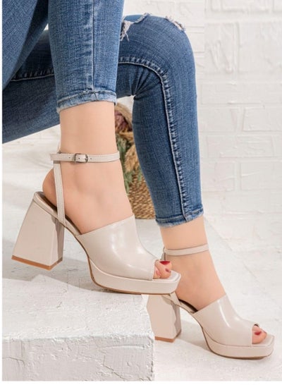 Buy Heel Sandal In A Different And Elegant Way H-8 - Beige in Egypt