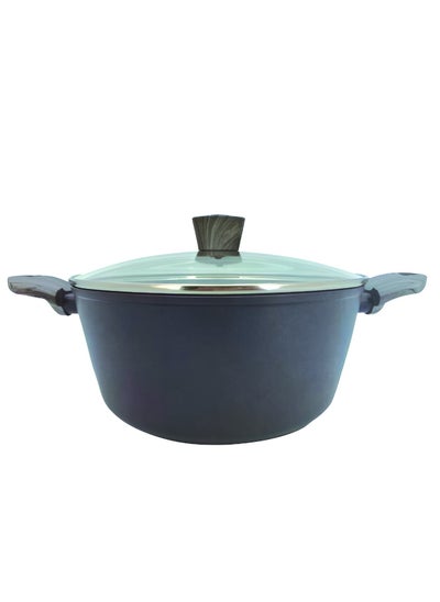 Buy Marble Non Stick Casserole 24 Centimeter Grey Color in UAE