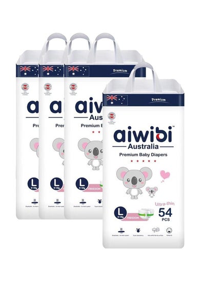 Buy Aiwibi Pack of 4 Premium Baby Diaper Size L 8-13Kg in UAE