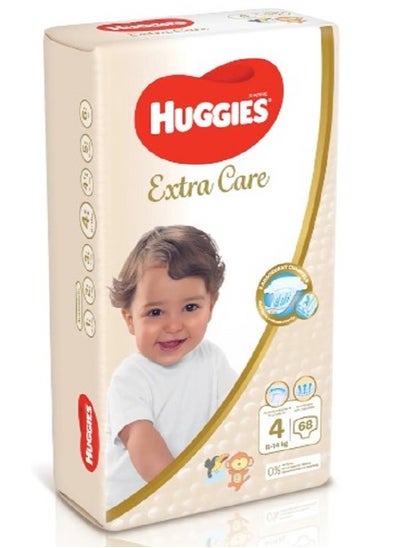 اشتري Extra Care Diapers Pack, Size 4, 8-14 kg, Gentle Skin Care, Breathable Material, 68 Count, Jumbo Pack في السعودية