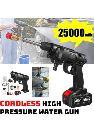 Buy 48V 25000mAh 30Bar Cordless High Pressure Car Washer with Nozzles Water Gun Set Garden Cleaning Jet Car Washing Machine in UAE