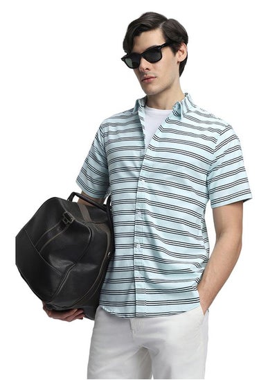 اشتري Striped Slim Fit Shirt with Short Sleeves في السعودية