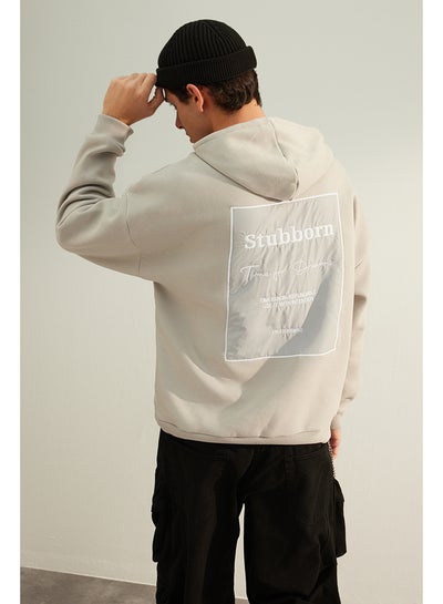 Buy Men's Gray Oversize Sweatshirt with Embroidery and Fabric Detail on the Back, and a Soft Pillow interior. in Egypt