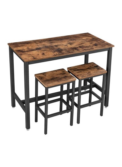 اشتري VASAGLE LBT15X Bar Table with 2 Bar Stools - Rustic Brown في الامارات